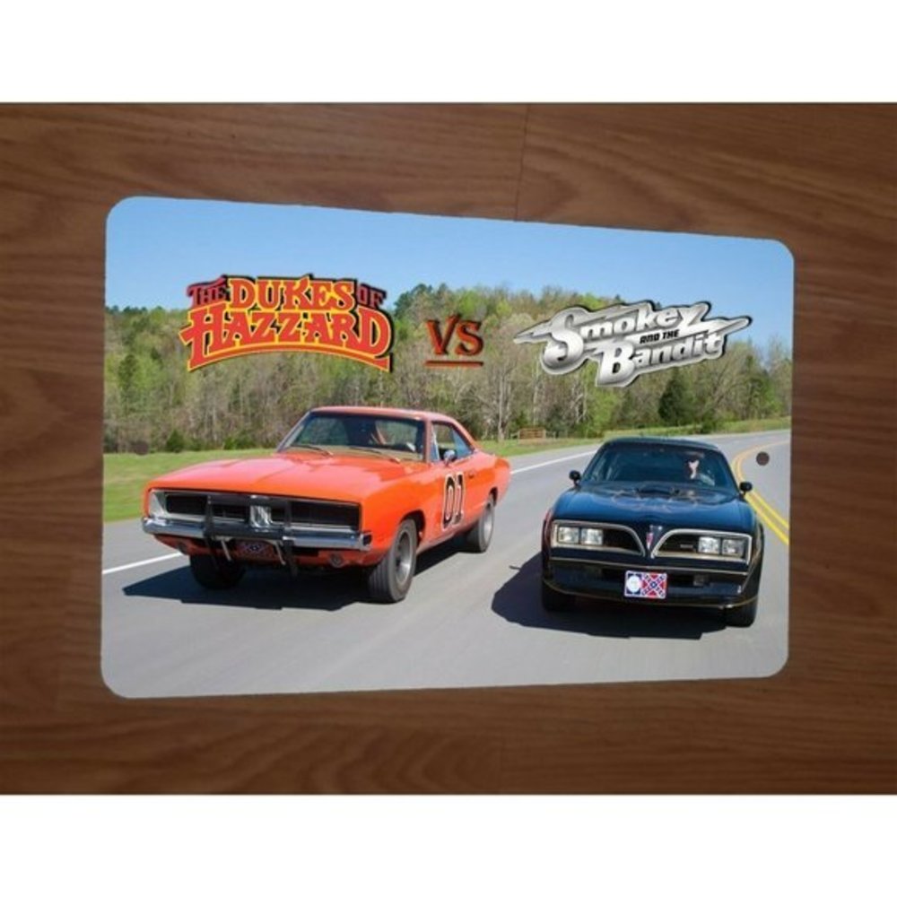 Dukes of Hazzard vs Smokey and the Bandit General Lee Trans Am 8x12 Metal Sign